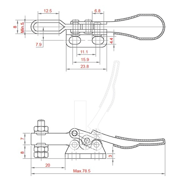 Vendita online Bloccaggio orizzontale base piatta SX braccio regolabile 30 Kg.